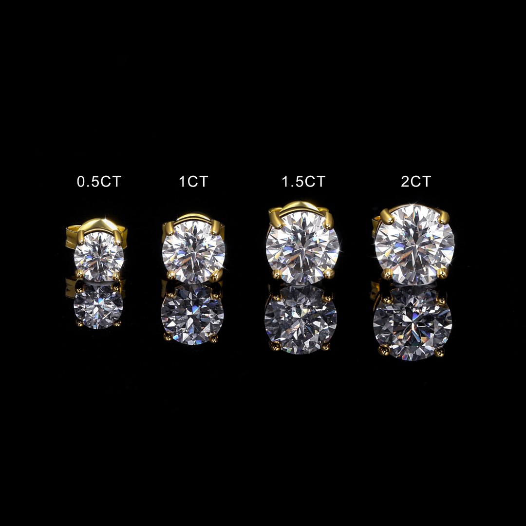0.5ct/1ct/1.5ct/2ct/3ct/4ct Moissanite Brilliant Round Cut Stud Earrings In