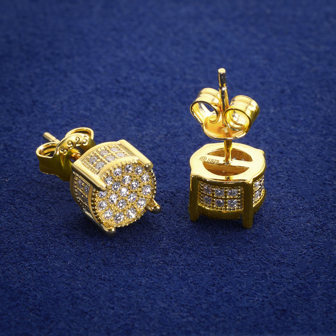 Bold S925 Silver Micro Paved Moissanite Stud Earrings In 18k Gold Plated - Image 3