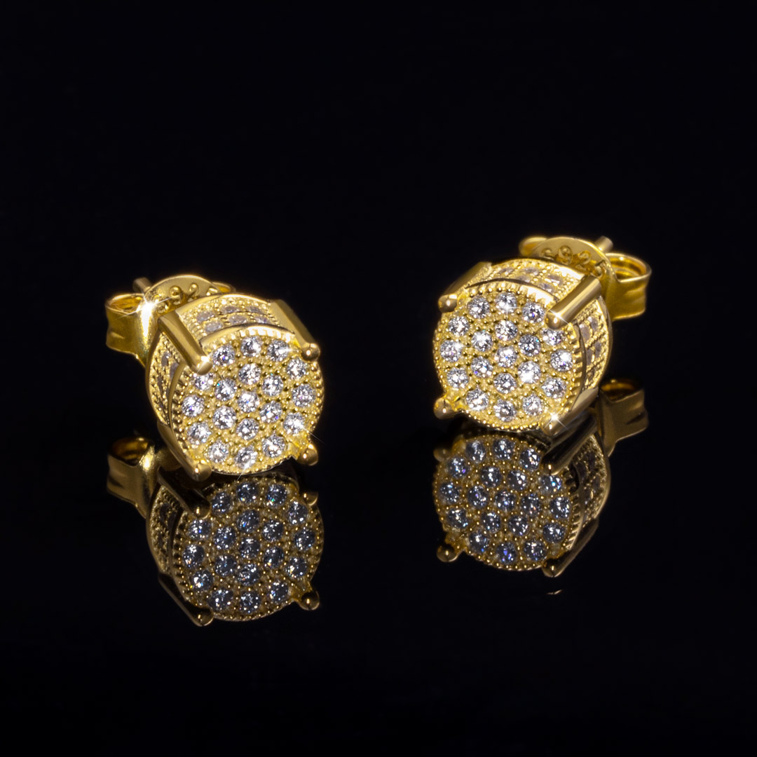 Bold S925 Silver Micro Paved Moissanite Stud Earrings In 18k Gold Plated - Image 4