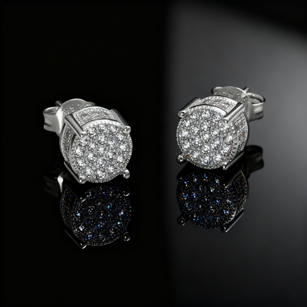 Bold S925 Silver Micro Paved Moissanite Stud Earrings In 18k Gold Plated - Image 7