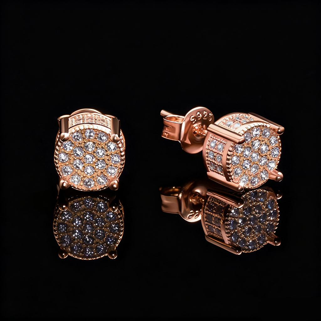 Bold S925 Silver Micro Paved Moissanite Stud Earrings In 18k Gold Plated - Image 8