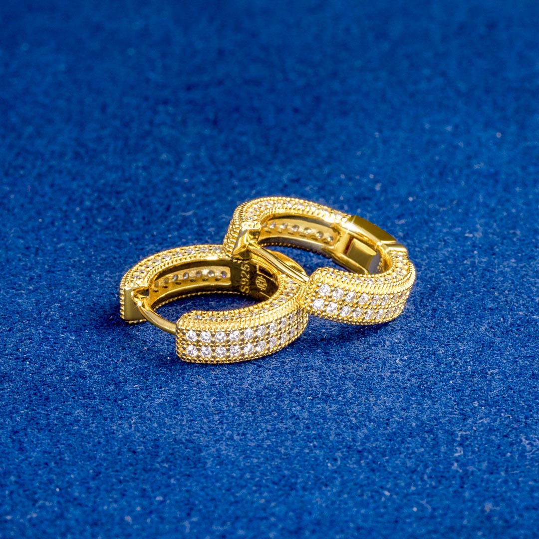 Moissanite Micro Paved Hoop Earrings In S925 Sterling Silver With 18k Gold - Image 3
