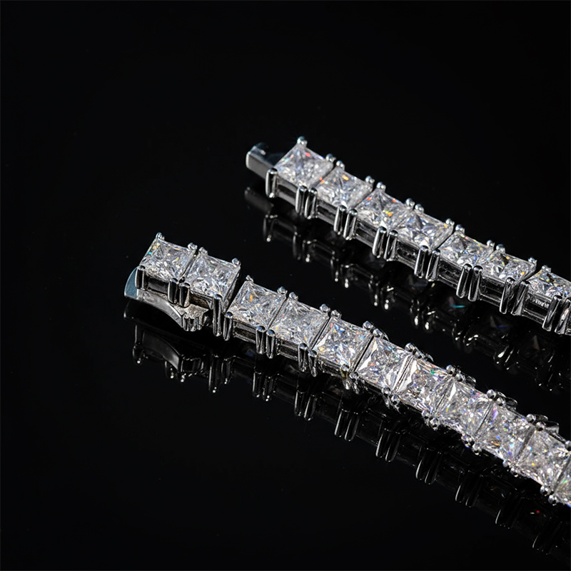 Bold 4mm Moissanite Princess Cut Tennis Bracelet In S925 Sterling Silver - Image 4