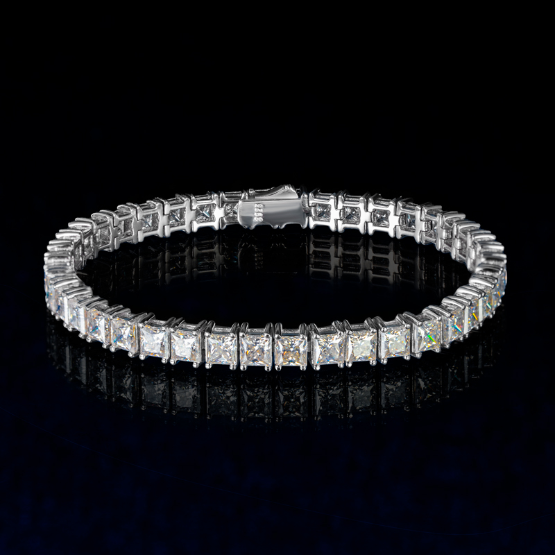 Bold 4mm Moissanite Princess Cut Tennis Bracelet In S925 Sterling Silver