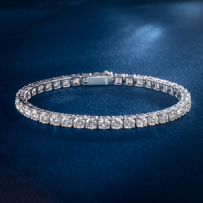 4mm Moissanite Round Cut Tennis Bracelet In S925 Sterling Silver Iced Out - Image 4