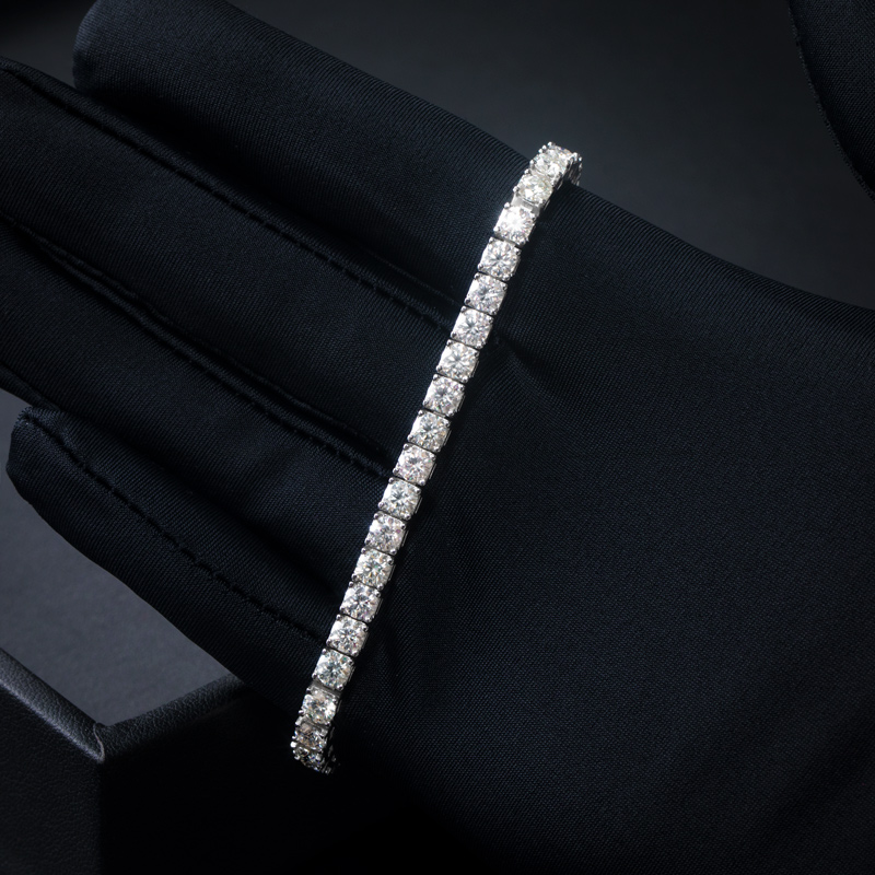4mm Moissanite Round Cut Tennis Bracelet In S925 Sterling Silver Iced Out - Image 5