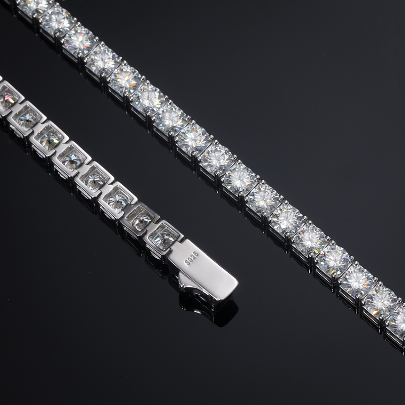 4mm Moissanite Round Cut Tennis Bracelet In S925 Sterling Silver Iced Out - Image 6