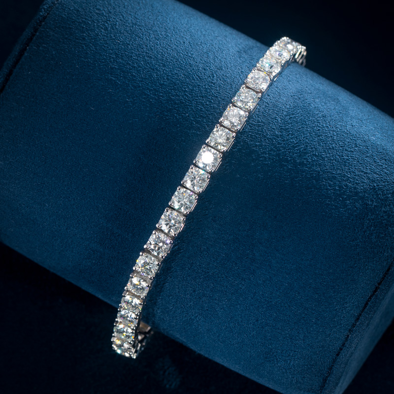4mm Moissanite Round Cut Tennis Bracelet In S925 Sterling Silver Iced Out - Image 7