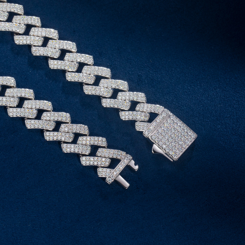 13mm Moissanite Prong Cuban Bracelet In S925 Silver With Iced Out Shine - Image 5
