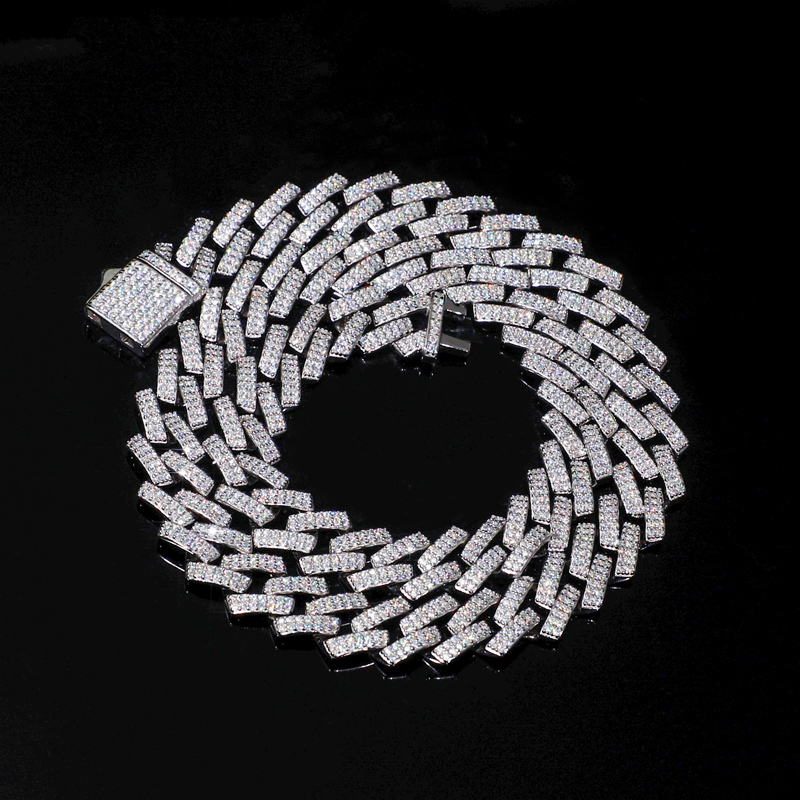13mm Moissanite Prong Cuban Chain In S925 Silver With Iced Out Shine - Image 4
