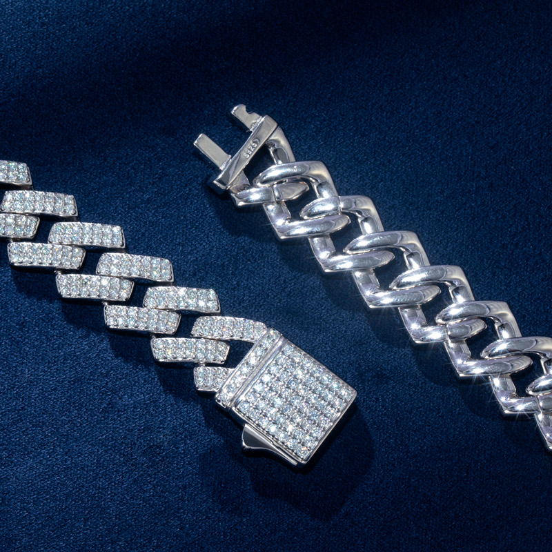 13mm Moissanite Prong Cuban Chain In S925 Silver With Iced Out Shine - Image 6