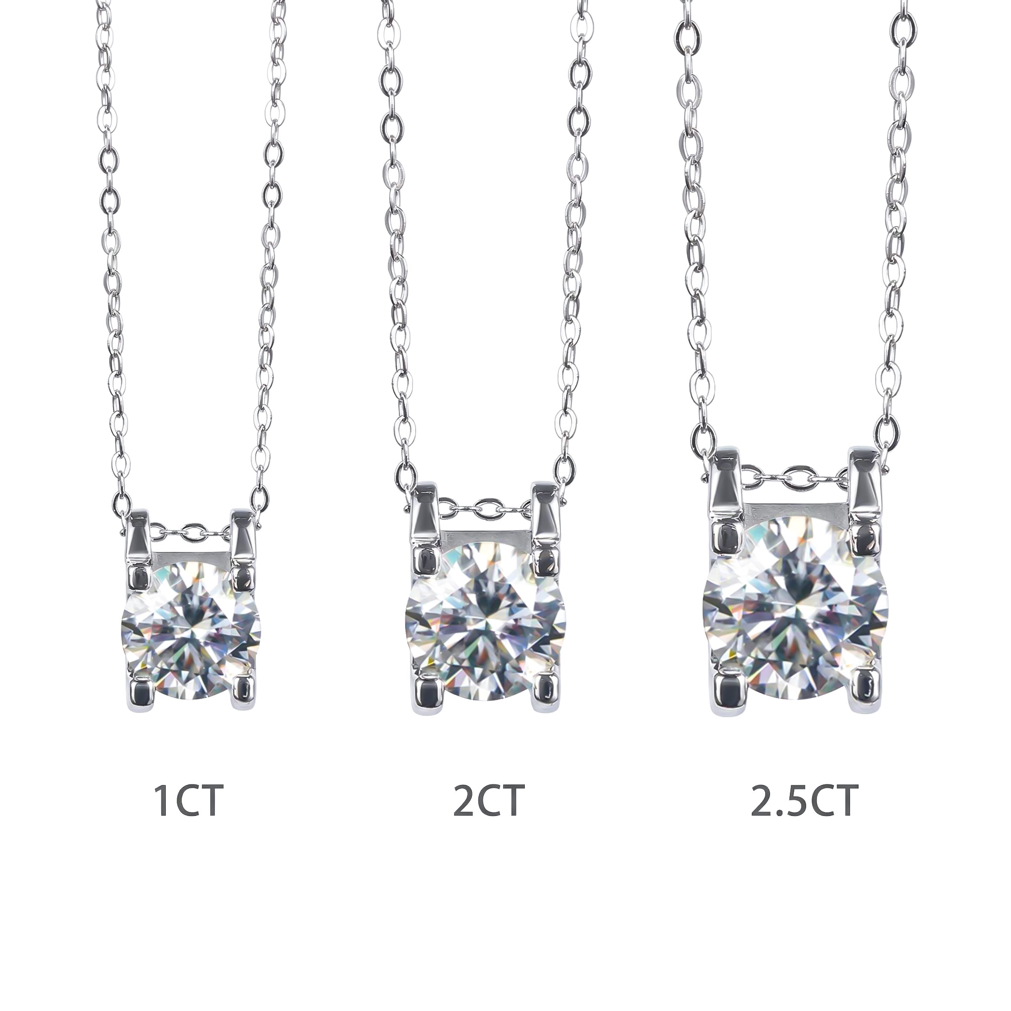 Round Cut Moissanite Solitaire Pendant Necklace In S925 Sterling Silver - Image 4