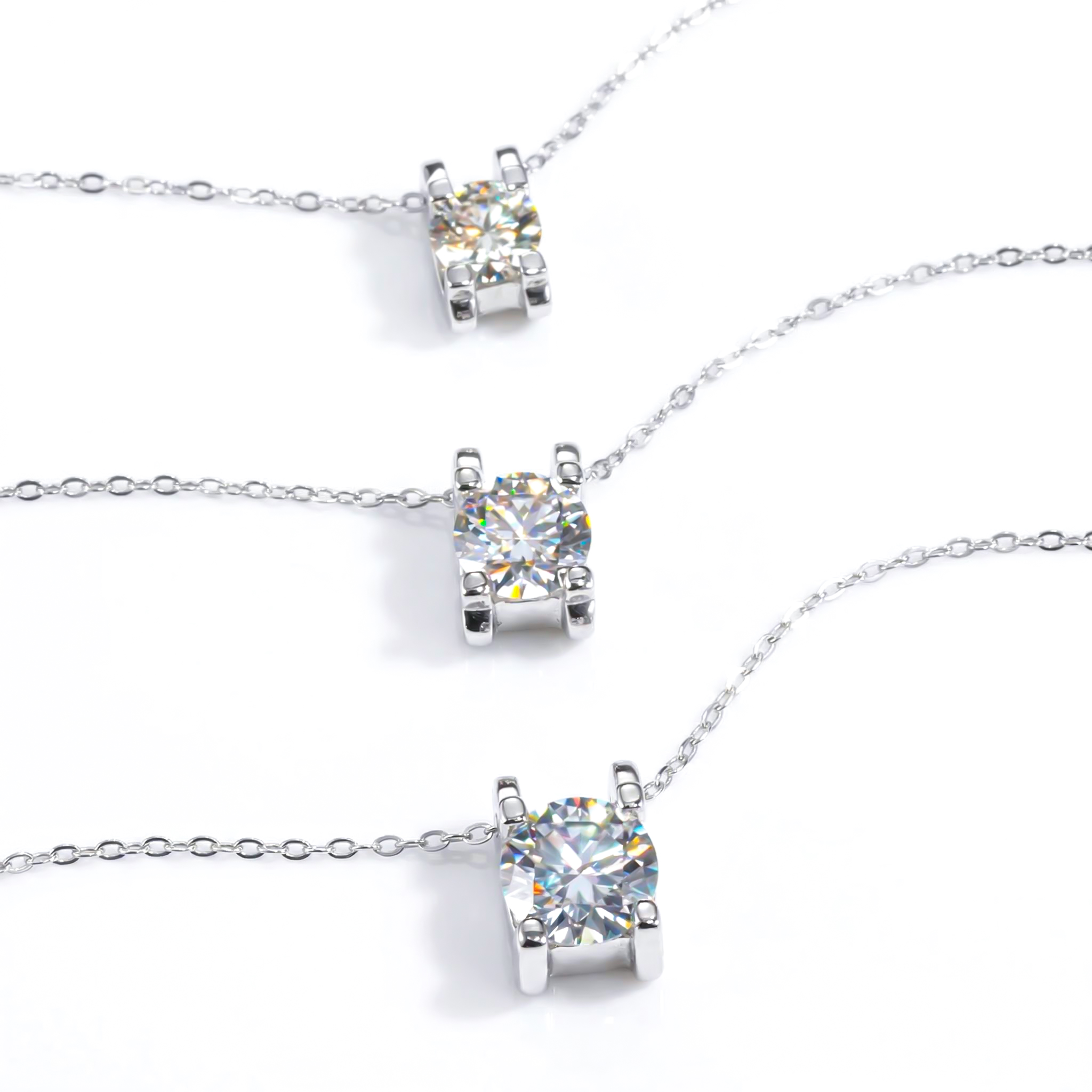 Round Cut Moissanite Solitaire Pendant Necklace In S925 Sterling Silver - Image 5