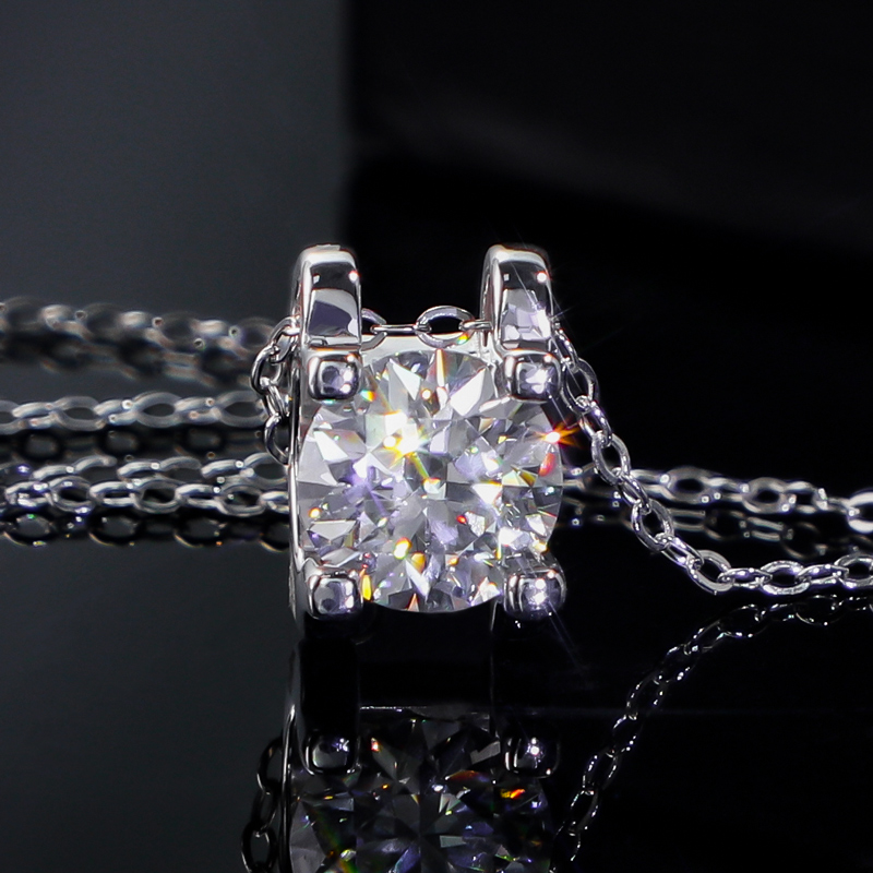 Round Cut Moissanite Solitaire Pendant Necklace In S925 Sterling Silver - Image 7