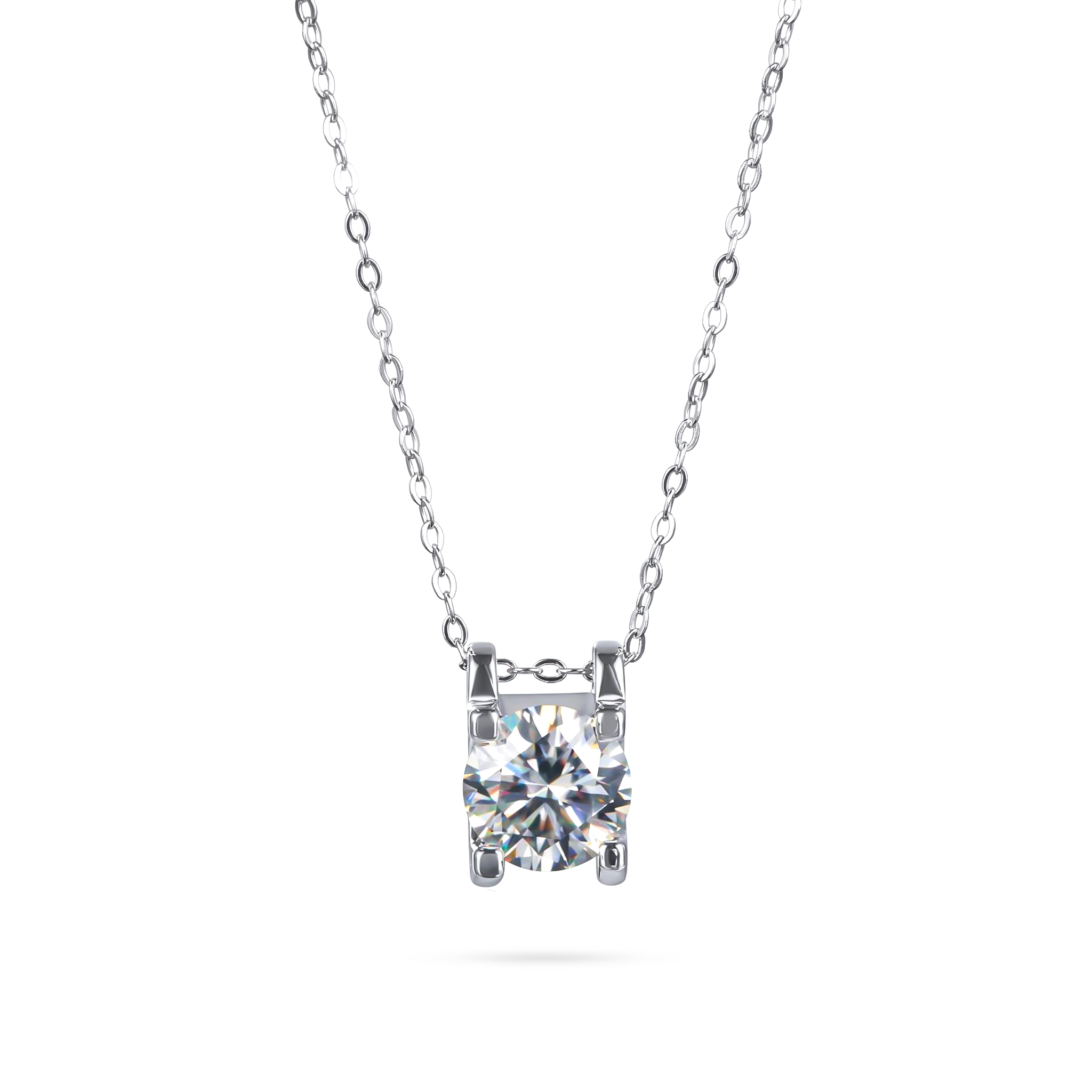 Round Cut Moissanite Solitaire Pendant Necklace In S925 Sterling Silver