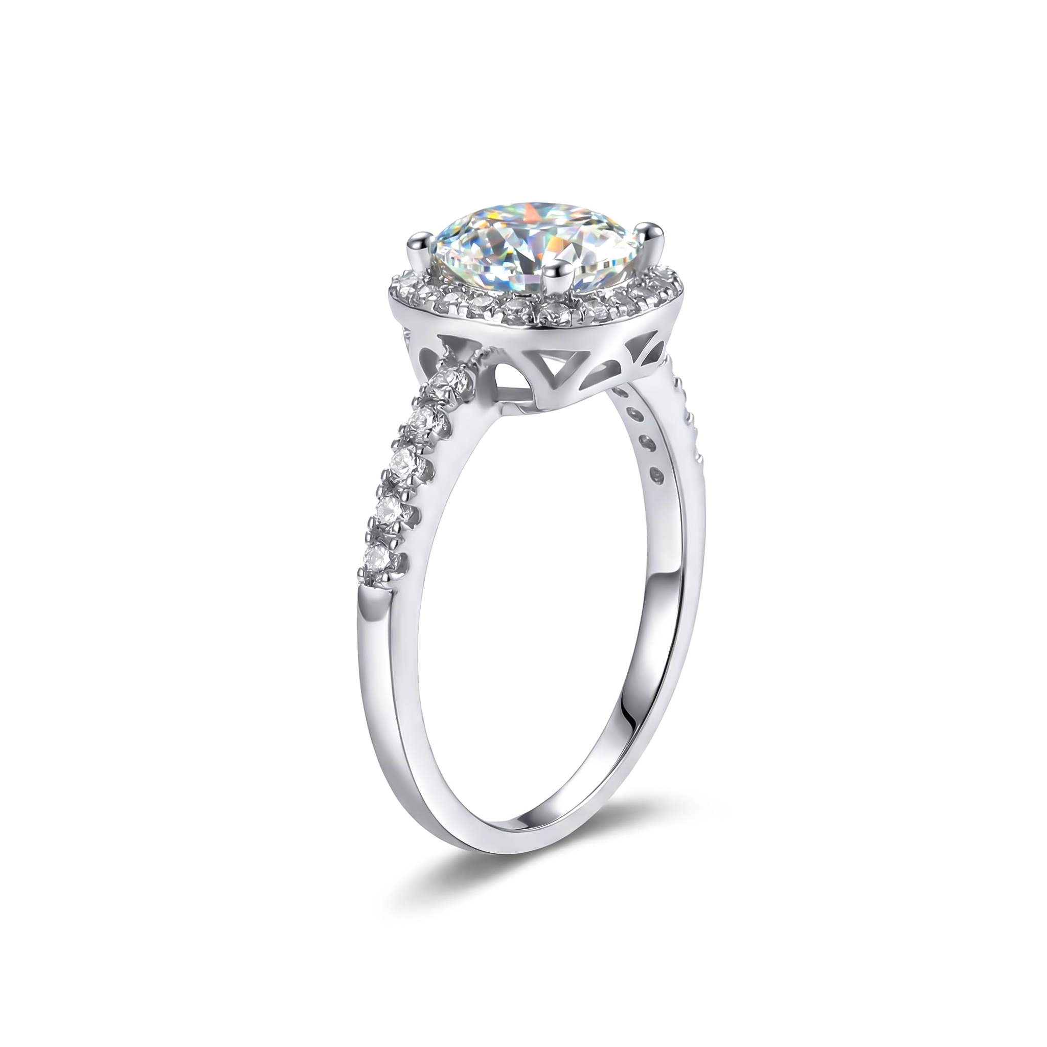 Bold 2ct Round Cut Halo Moissanite Engagement Ring In S925 Sterling Silver - Image 4