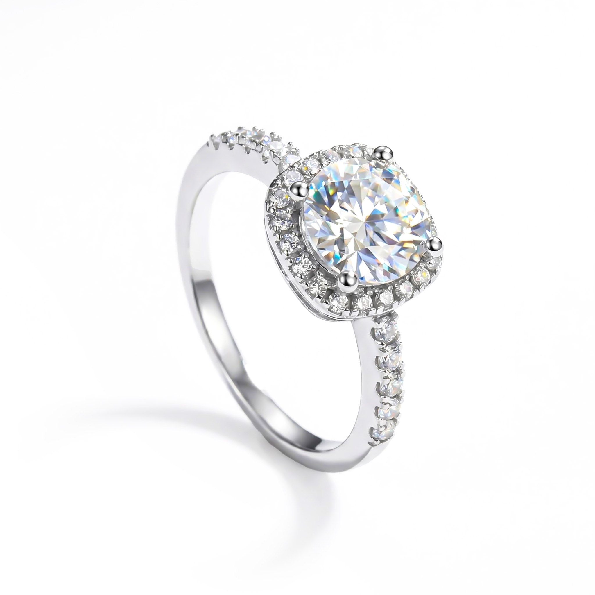 Bold 2ct Round Cut Halo Moissanite Engagement Ring In S925 Sterling Silver - Image 5