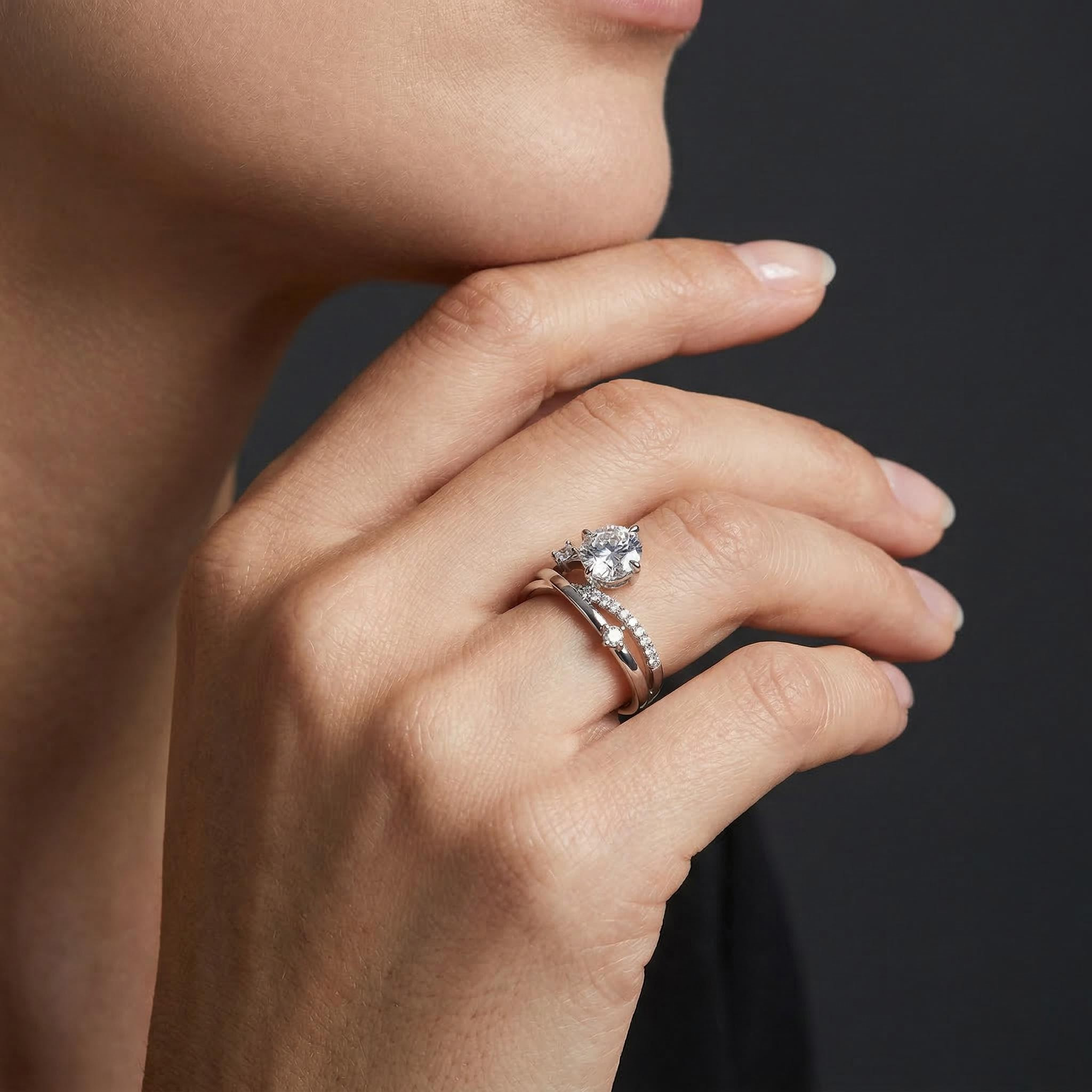 2ct Round Cut Thorns Moissanite Engagement Ring In S925 Sterling Silver - Image 3