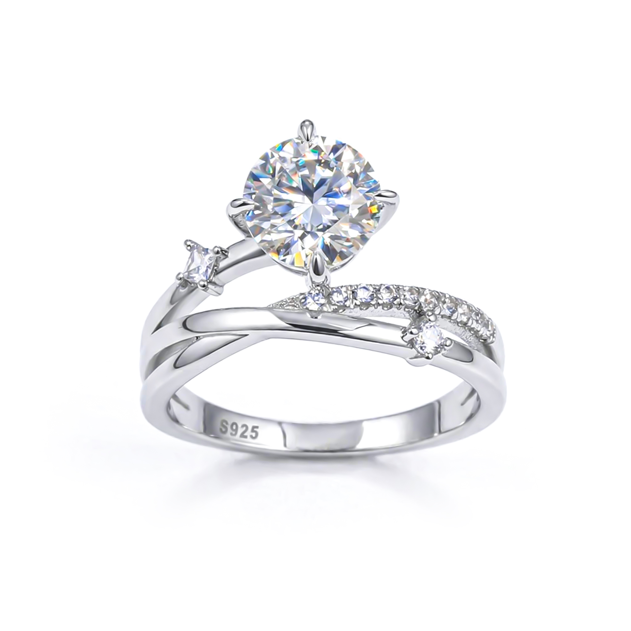 2ct Round Cut Thorns Moissanite Engagement Ring In S925 Sterling Silver - Image 4