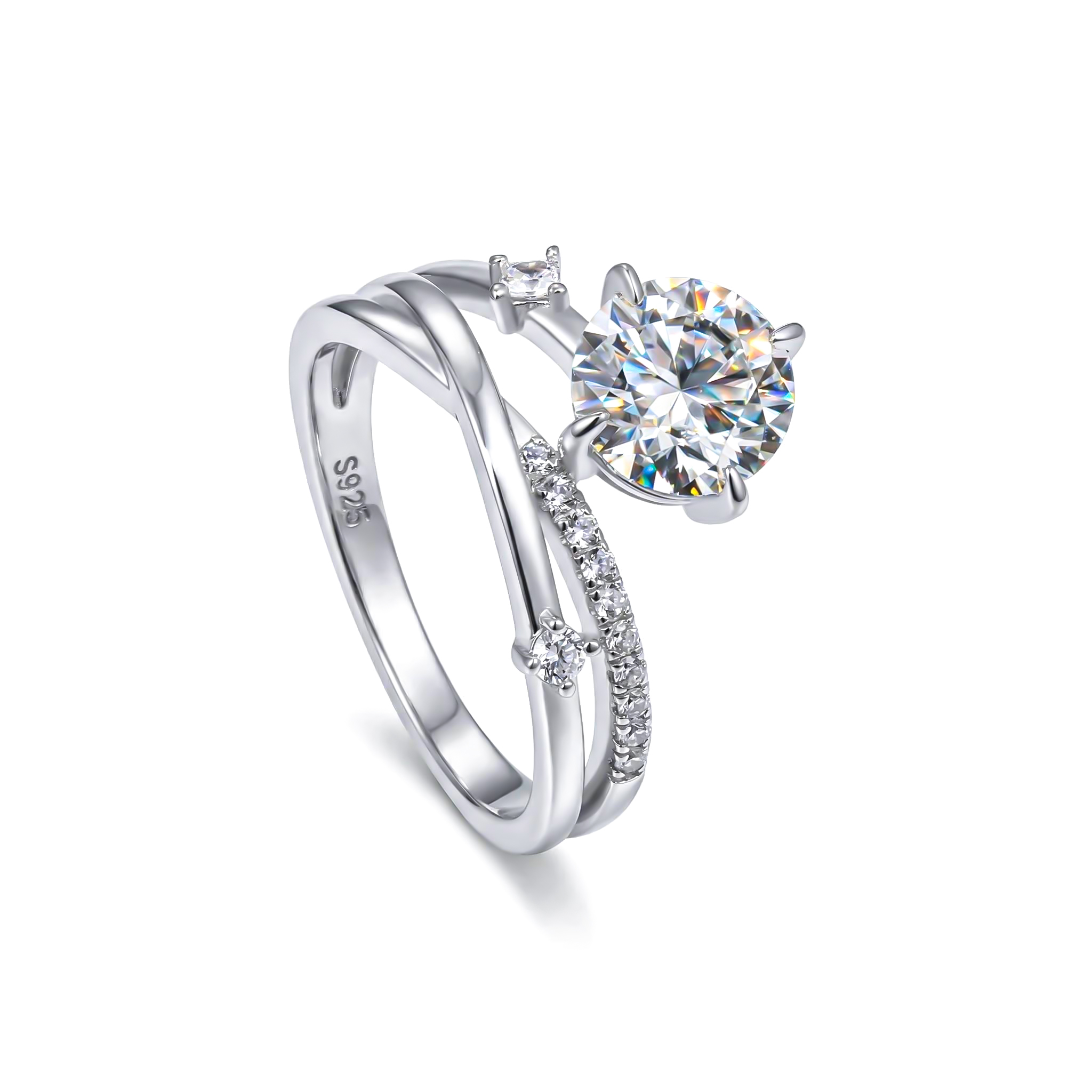 2ct Round Cut Thorns Moissanite Engagement Ring In S925 Sterling Silver - Image 5
