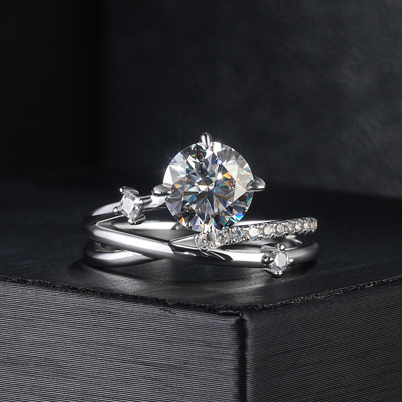 2ct Round Cut Thorns Moissanite Engagement Ring In S925 Sterling Silver - Image 8