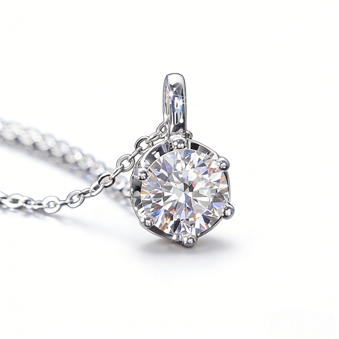 Crown Moissanite Brilliant Round Cut Necklace In S925 Silver Iced Out - Image 5