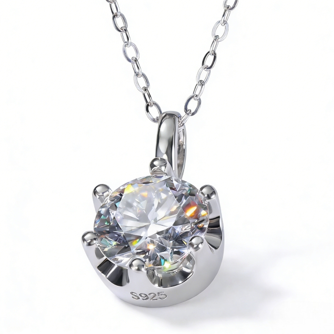 Crown Moissanite Brilliant Round Cut Necklace In S925 Silver Iced Out - Image 6