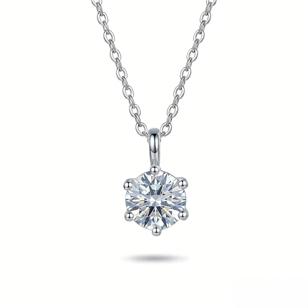 Crown Moissanite Brilliant Round Cut Necklace In S925 Silver Iced Out
