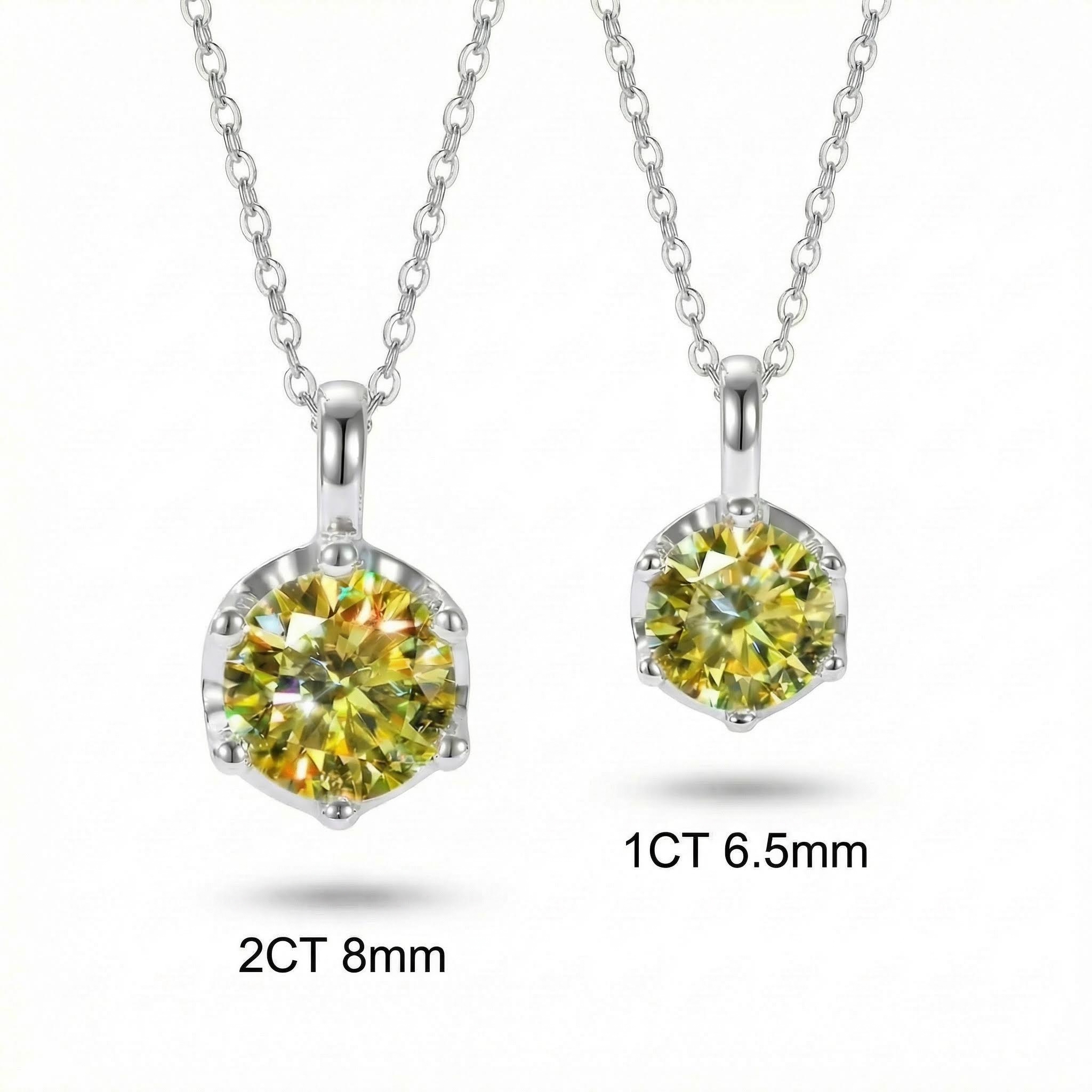 Crown Fancy Yellow Moissanite Brilliant Round Cut Necklace In S925 Silver - Image 4