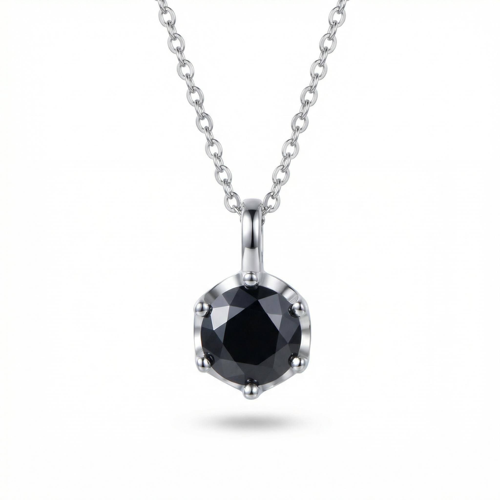 Moissanite Crown Black/champagne/dark Pink Brilliant Round Cut Necklace In - Image 5