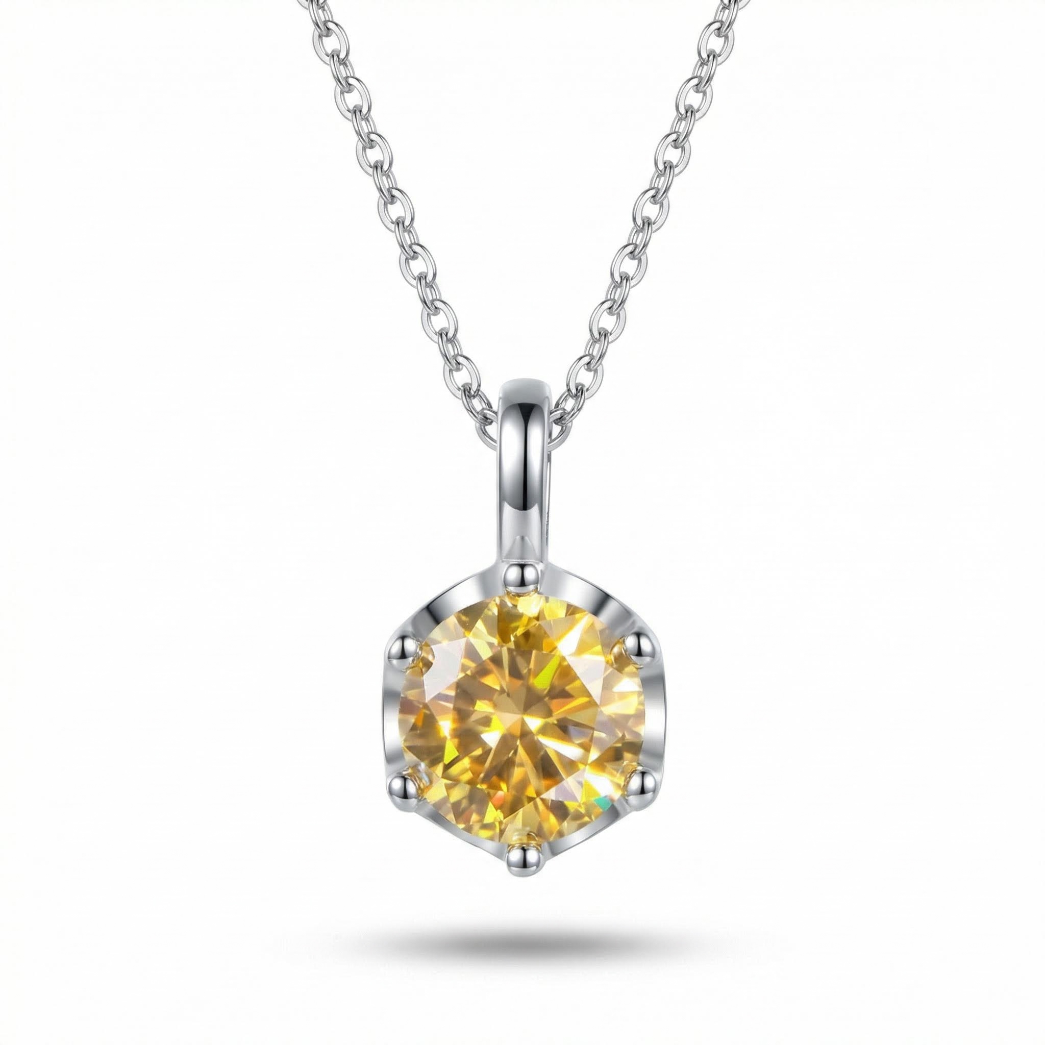 Moissanite Crown Black/champagne/dark Pink Brilliant Round Cut Necklace In