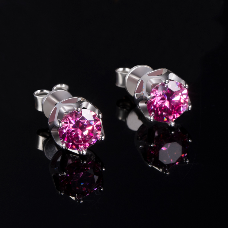 1ct Crown Moissanite Brilliant Round Cut Stud Earrings In S925 - Image 6