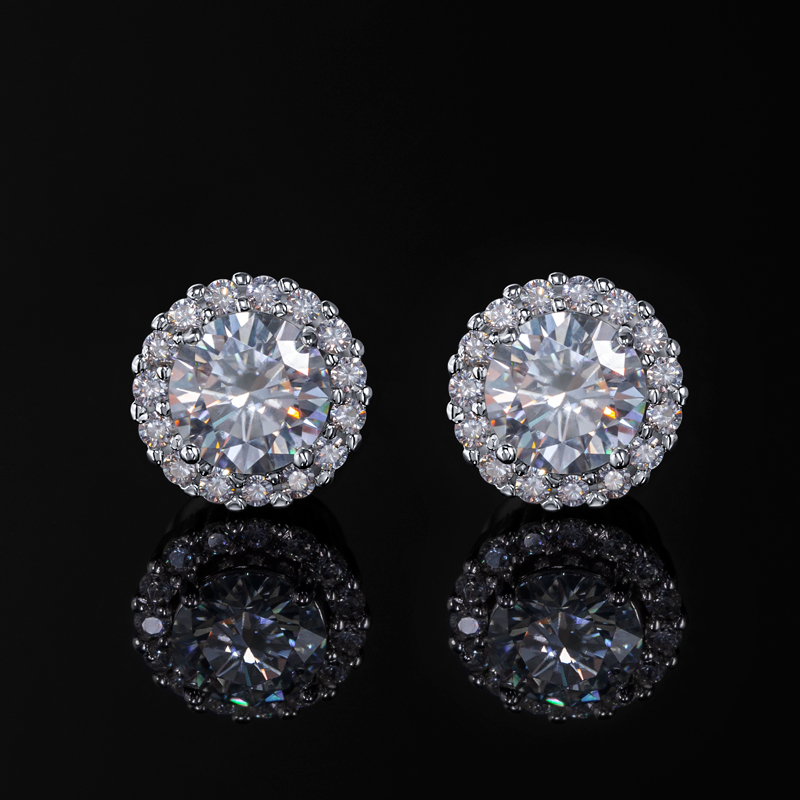 Moissanite Round Cut Magnetic Non-piercing Stud Earrings In S925 Sterling - Image 3