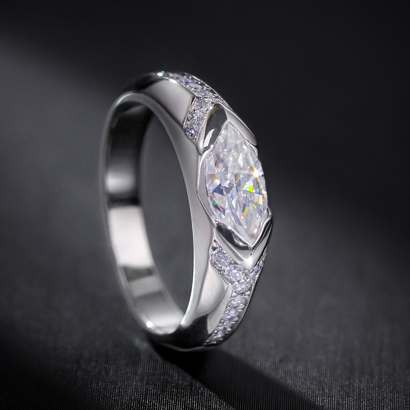 Bold 1ct Marquise Cut Aqua/white Moissanite Ring In S925 Sterling Silver - Image 3