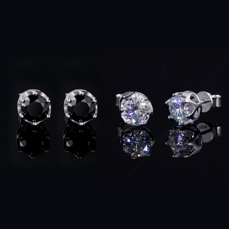 1ct Crown Moissanite Brilliant Round Cut Stud Earrings In S925 - Image 3