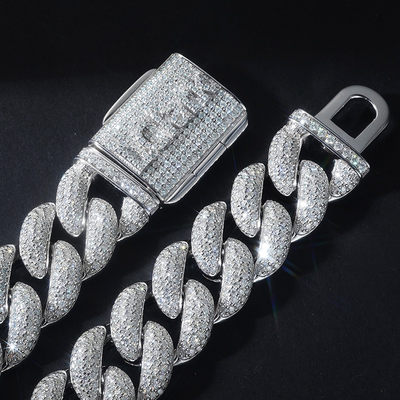 Made To Order Moissanite 20mm Miami Cuban S925 Silver Bracelet With Custom - Image 3