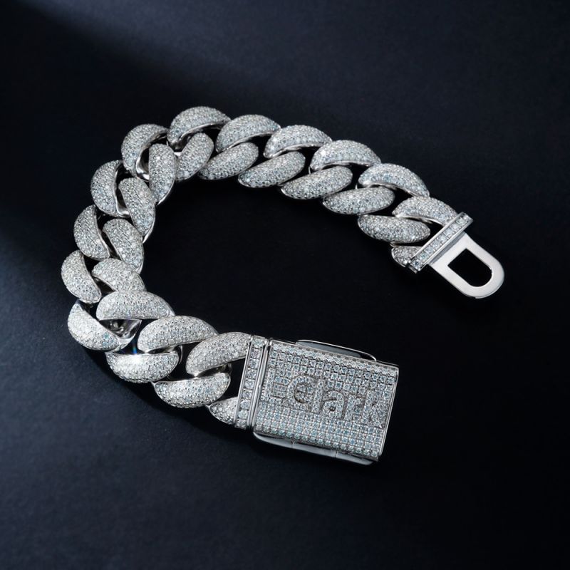 Made To Order Moissanite 20mm Miami Cuban S925 Silver Bracelet With Custom - Image 4
