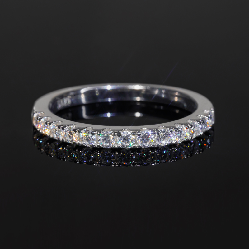 2mm Round Cut Moissanite Cluster Eternity Ring In S925 Silver Iced Out