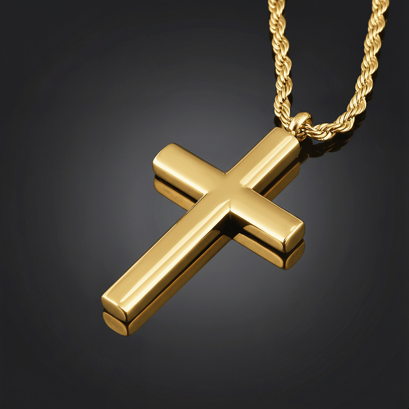 Cylinder Stainless Steel Cross Pendant Silver With Street Luxury Shine - Image 5