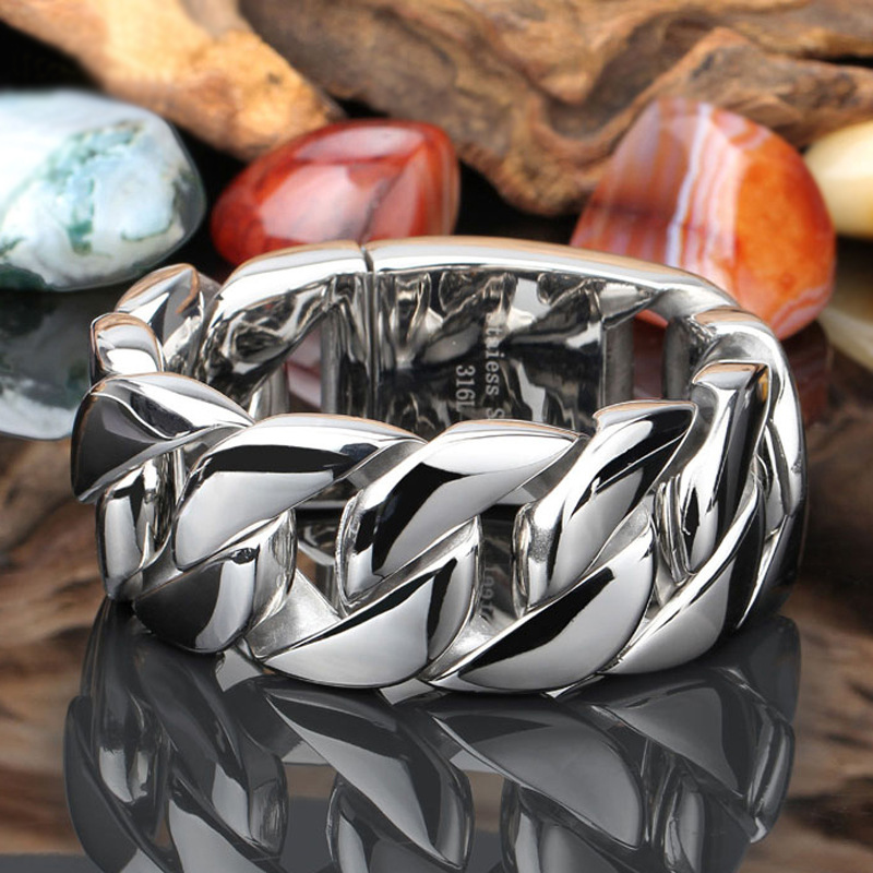 32mm 316l Stainless Steel Cuban Bracelet Silver With Street Luxury Shine - Image 3