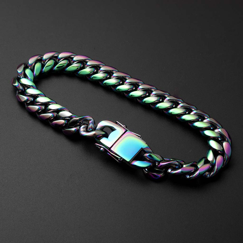 10mm 8 Rainbow Miami Cuban Bracelet Silver With Street Luxury Shine - Image 3