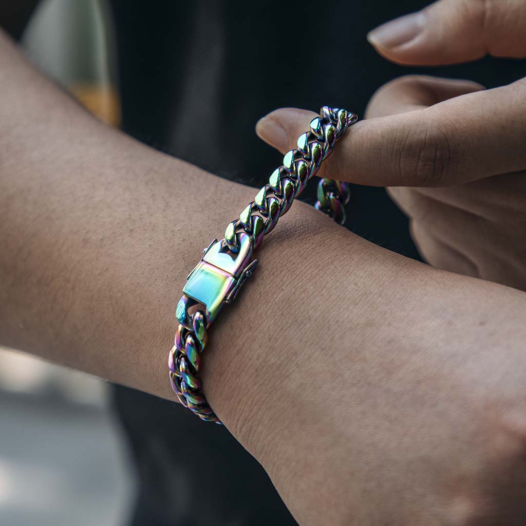 10mm 8 Rainbow Miami Cuban Bracelet Silver With Street Luxury Shine - Image 4