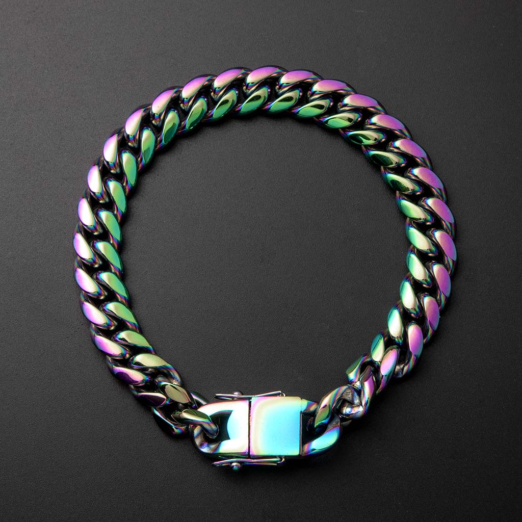 10mm 8 Rainbow Miami Cuban Bracelet Silver With Street Luxury Shine