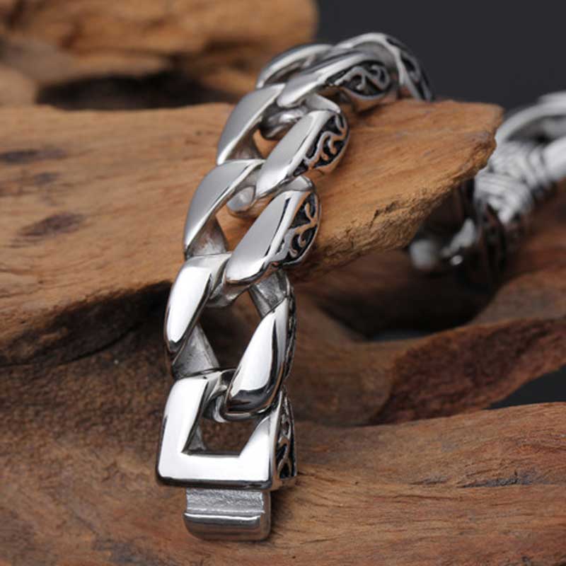 Vintage Totem Stainless Steel Cuban Bracelet With Street Luxury Shine - Image 4