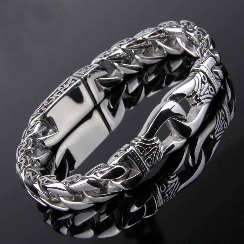 Vintage Totem Stainless Steel Cuban Bracelet With Street Luxury Shine