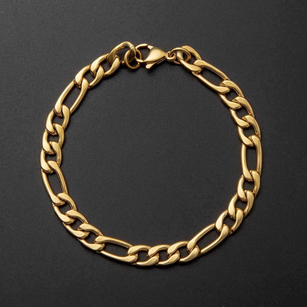 5mm Figaro Bracelet In Gold Gold With Bold Statement Appeal - Image 4