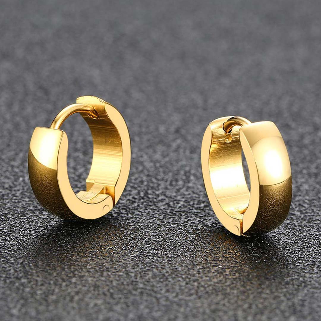 Stainless Steel Hoop Earrings In Gold Gold Shine With Street Luxury - Image 3