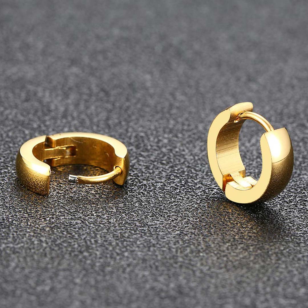 Stainless Steel Hoop Earrings In Gold Gold Shine With Street Luxury - Image 4