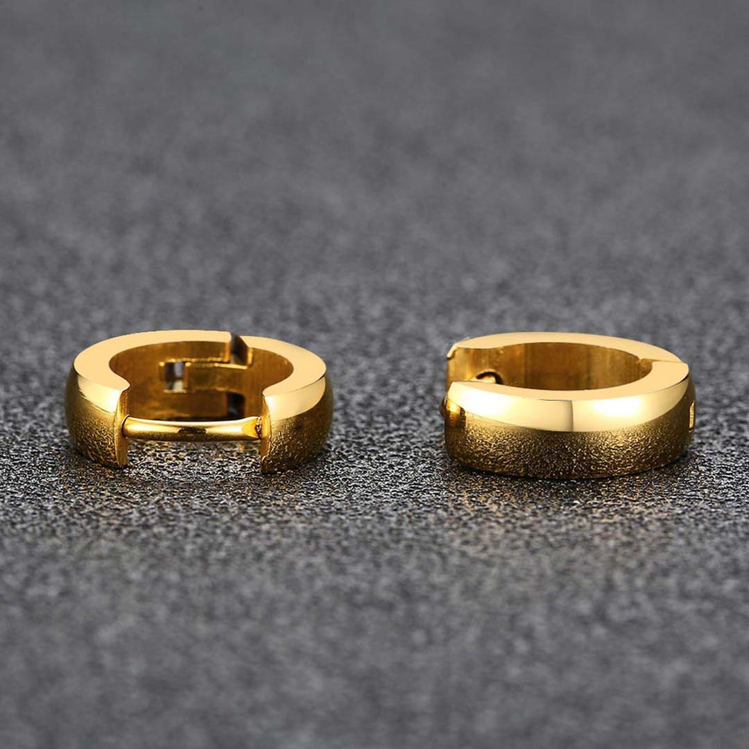 Stainless Steel Hoop Earrings In Gold Gold Shine With Street Luxury - Image 5