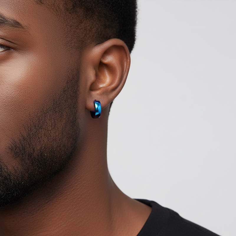 Stainless Steel Hoop Earrings In Black Gold With Street Luxury Shine - Image 3